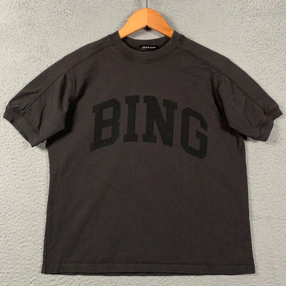Anine Bing Vintage Bing Tee Shirt Womens Medium Faded Black Short Sleeve Graphic